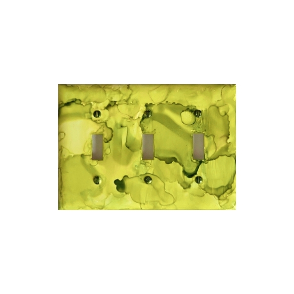 Hand Crafted Other - Hand Crafted Green Abstract Design 3 Toggle Light Switch Plate